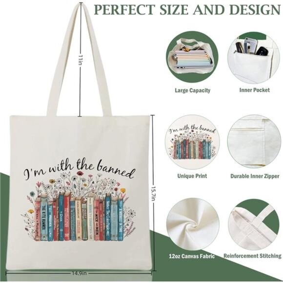 Canvas Tote Bag for Women Aesthetic Cute Cat Shopping Grocery Reusable Bag - Picture 7 of 7